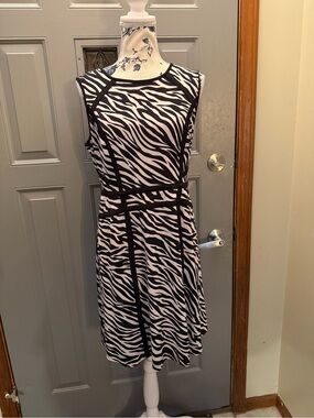 Cato Zebra Print Sleeveless Midi Dress - Black & White(12)